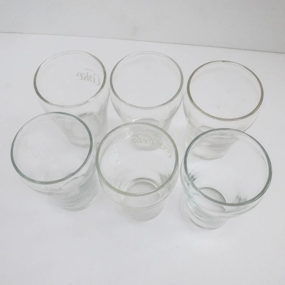 Coca-Cola Drinking Glasses Unisex OS Clear Bell Shape Logo Glass Set of‎ 6